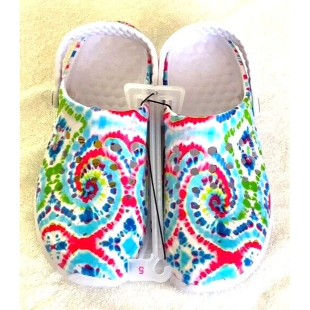 Joybees Kids Active Clog, Durable & Comfortable Sandal, WASHED WHITE TIE DYE (5)